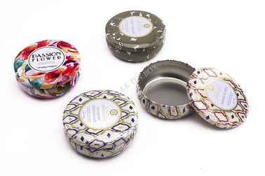 China Premium Voluspa Round Candle Small Tin Boxes With Print And Embossing supplier