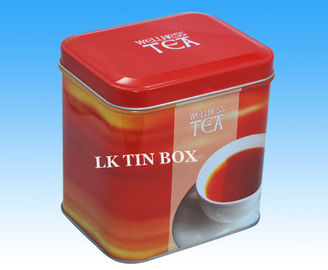 China 200g Printed Rectangular Tin Box With Pvc Window , Red  Coffee / Tea Storage Box supplier