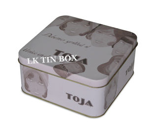 China Durable Empty Christmas Halloween Square Cookie Tin Box With Press Open Lid supplier